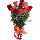 Orange and Red Roses with 10 Flowers