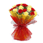 Yellow and Red Carnations Bunch