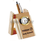Wooden Pen Stand With Clock