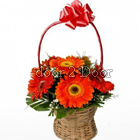 Orange Gerbera Flowers Basket