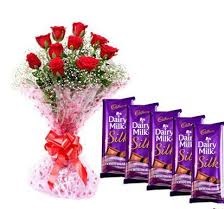 Chocs And Red Roses Bunch
